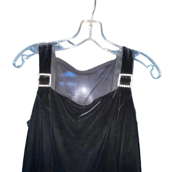 Vintage 90s Scott McClintock black Velvet rhinestone dress coquette Fall holiday - Picture 3 of 9